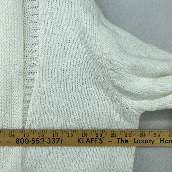 EILEEN FISHER Cardigan L Chunky Organic Cotton Shawl Open Front Off White - Picture 7 of 11